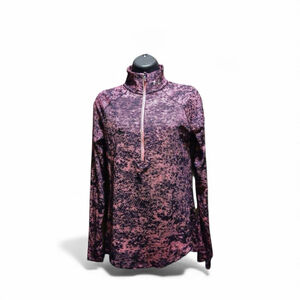 Under Armour Women's Small 1/4 Zip Running Top Pink Black Print (JC206)